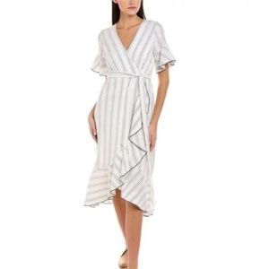 Vince Camuto Striped Flutter Sleeve Wrap Dress
